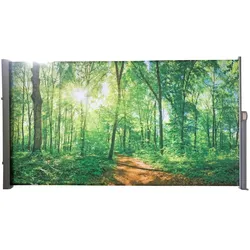 DELUKE Seitenmarkise FABI Motiv Waldlichtung Mehrfarbig Polyester Markise ausziehbar Sonnenschutz Windschutz Terrasse/Balkon
