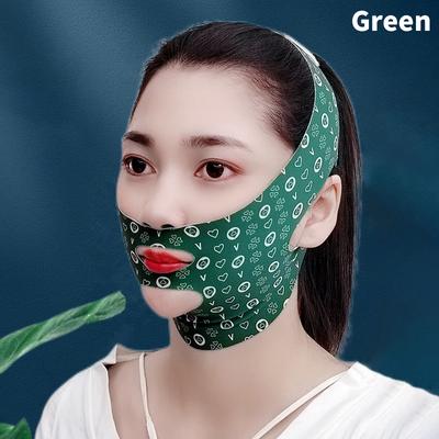 Healfit Counter V Line Lifting Mask, Chin Cheek Slimming Bandage, Anti Wrinkle Sleeping Mask Strap, V Shaper Face Lift Band green