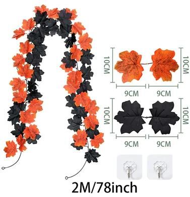 Inspire Select Autumn Maple Leaf Garland Vine 6.56ft Artificial Fall Hanging Decor For Thanksgiving & Seasonal Events 26 g