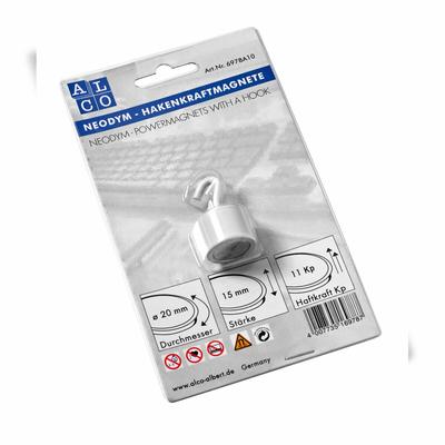 Alco Hakenmagnete, Neodym, Weiß, Ø 20 mm, Haftkraft min. 11 kp,