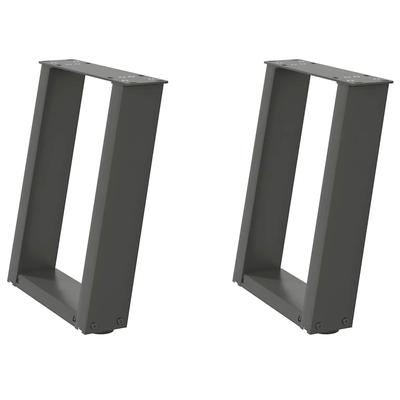 Helloshop26 - Set aus 2 U-förmigen abgewinkelten Couchtischbeinen aus Stahl 28 x 42–43 cm praktisch modern anthrazitfarbener Stahl 02_0057042