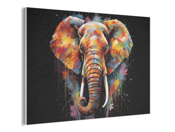 MuchoWow Akustikbild - Elefant - Graffiti - Schwarz - Tiere - Farben - 90x60, Kunststoff, Rechteckig, 90x60x0.9 cm, Wandverkleidung, Akustikpaneele