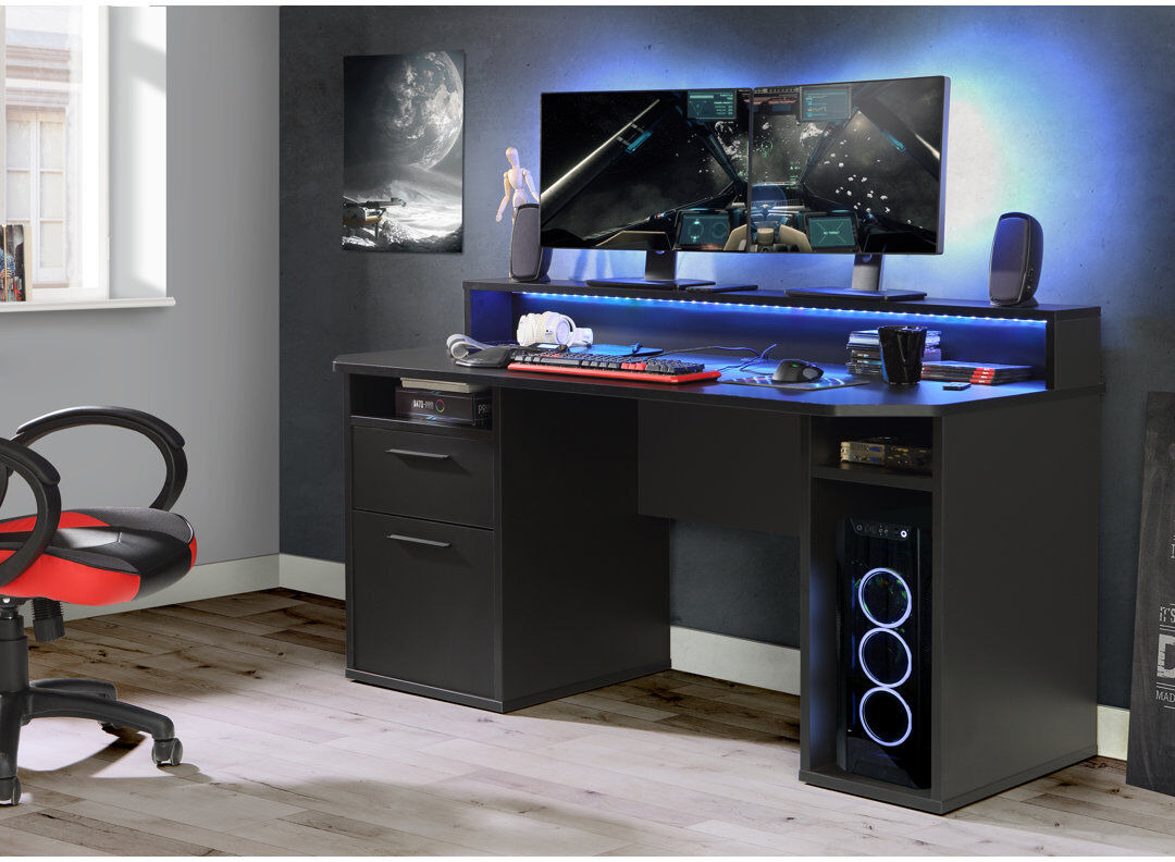 Wade Logan Bottorff Computer Desk Matte Black 91cm H X 160cm W X 72cm D