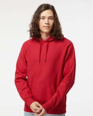 Independent Trading Co. IND5000P Legend Premium Heavyweight Cross-Grain Hooded Sweatshirt in Red size Small   Cotton/Polyester Blend