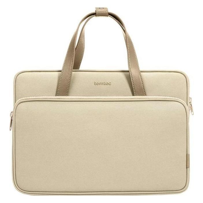 tomtoc - Laptop Shoulder Bag (A12D3K1) - with Water-Resistant Fabric and Corner Armor, 14" - Khaki (14", Apple) (TOM-H22C1K1)