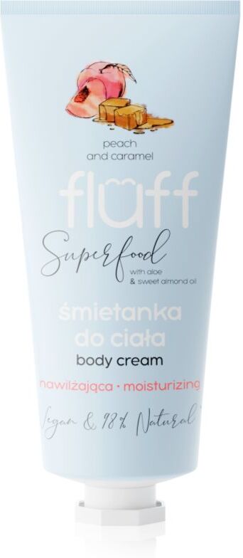 Fluff Superfood Peach & Caramel crème hydratante corps Aloe & Sweet Almond Oil 150 ml