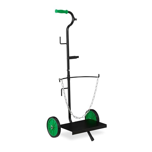 Relaxdays Gasfles transportkar voor 5 en 11 kg, zwart/groen