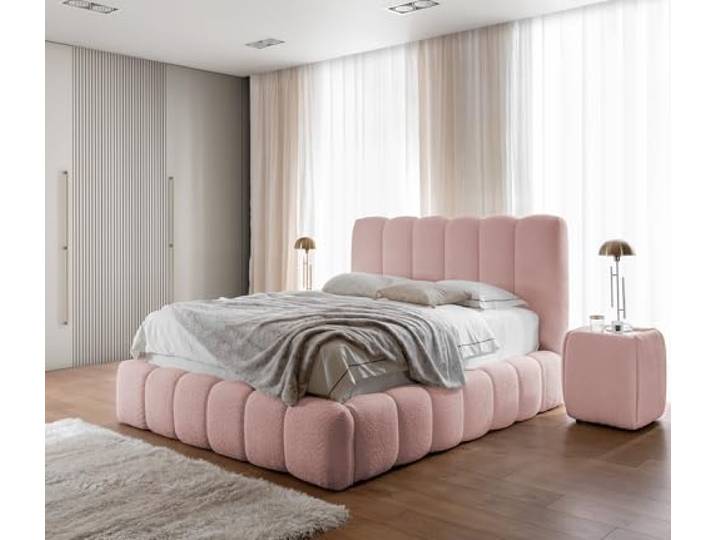 Friderik Polsterbett Cande 200x200, mit Stauraum und Bettkasten, Puderrosa Bett mit Lattenrost, Doppelbett mit Stabilem Holzrahmen und Kopfteil, Eleganter Catch Me