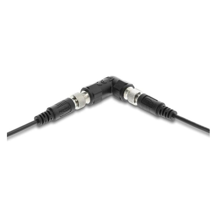 Delock Hohlstecker Adapter DC 5,5 x 2,5 mm Buchse auf Buchse mit Gewinde gewinkelt 90° (90944)