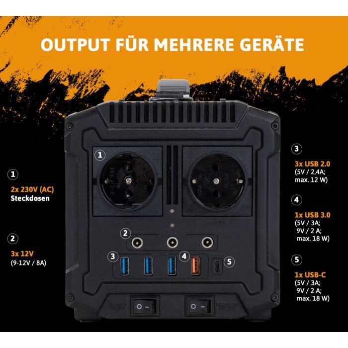 CROSS TOOLS Powerstation 500W - Tragbarer Solargenerator 555Wh, Mit Quickcharge, robust, TRAVELBOX 500V, 68051