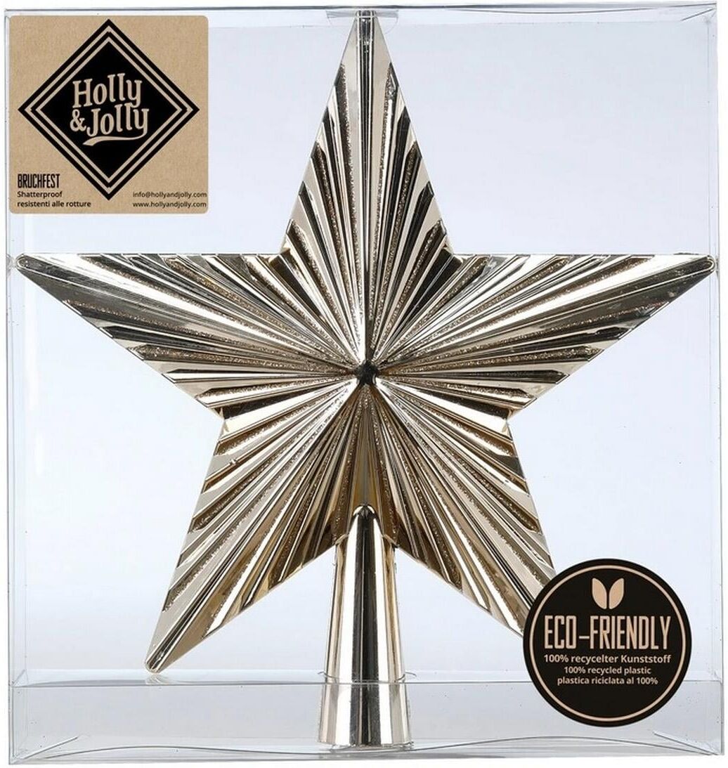 Christbaumschmuck "Holly & Jolly Baumspitze Shellac 20 cm", gold, H:20cm, Weihnachtsbaumschmuck, Christbaumschmuck gold Einheitsgröße