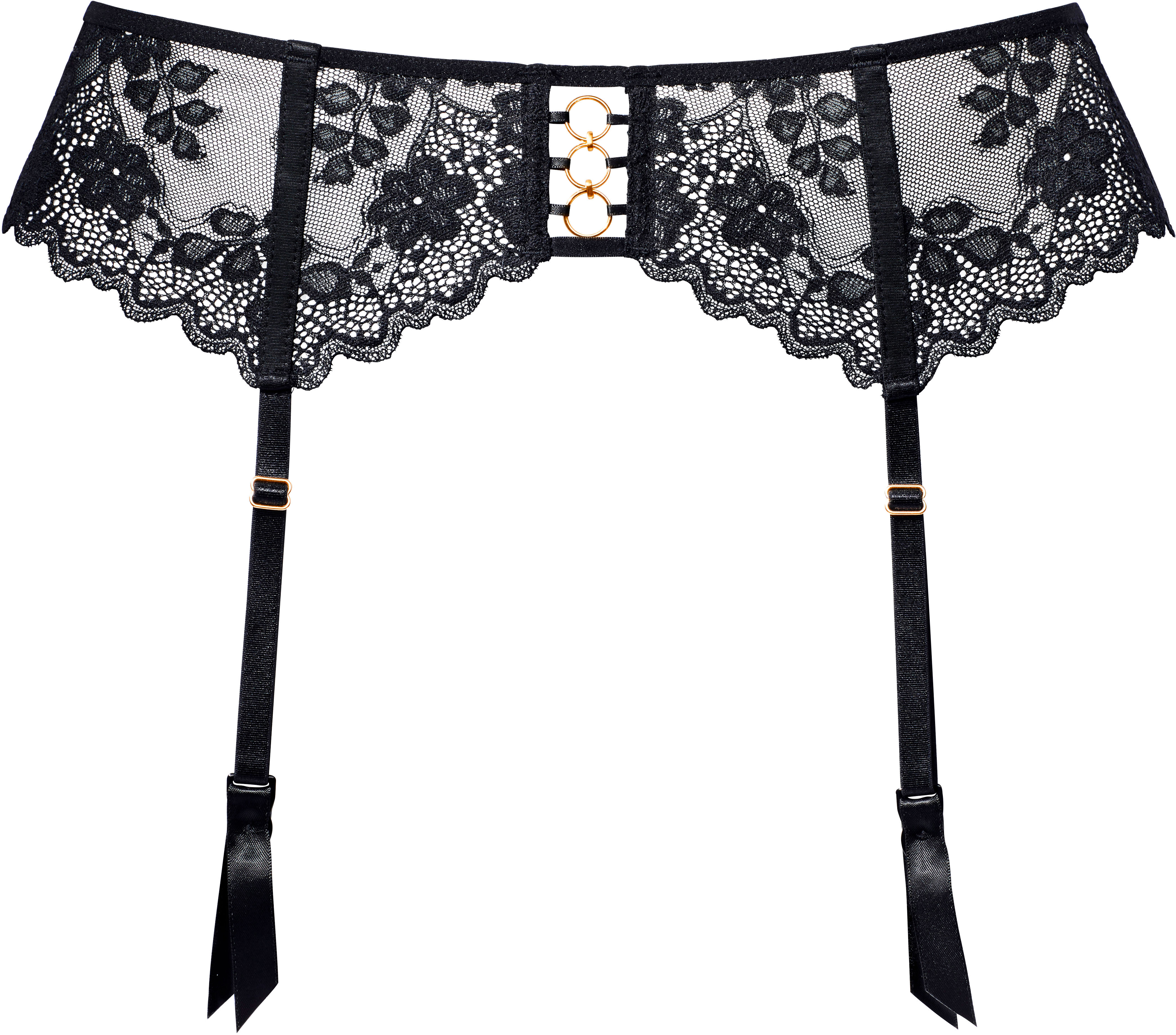 Strapsgürtel LASCANA, Damen, Gr. 44/46, schwarz, Spitze, Obermaterial: 85% Polyamid, 15% Elasthan, Strumpfhalter Strapsgürtel, mit dekorativem Ringdetail, sexy Dessous, Reizwäsche