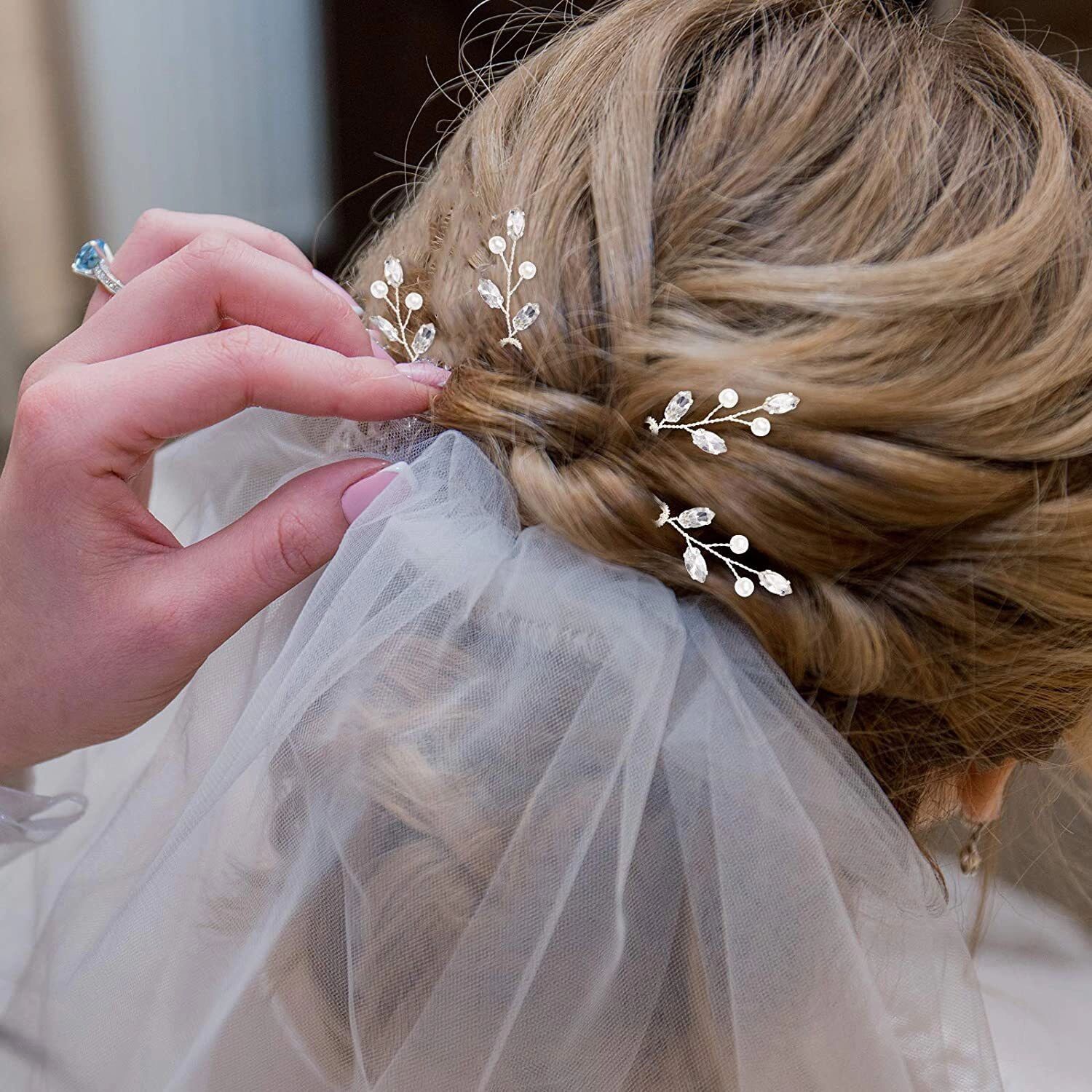 INF Épingles à cheveux 6 pièces, accessoires pour cheveux de mariage Argent