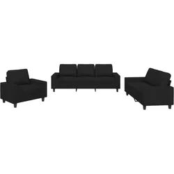 vidaXL 3-tlg. Sofagarnitur Schwarz Stoff