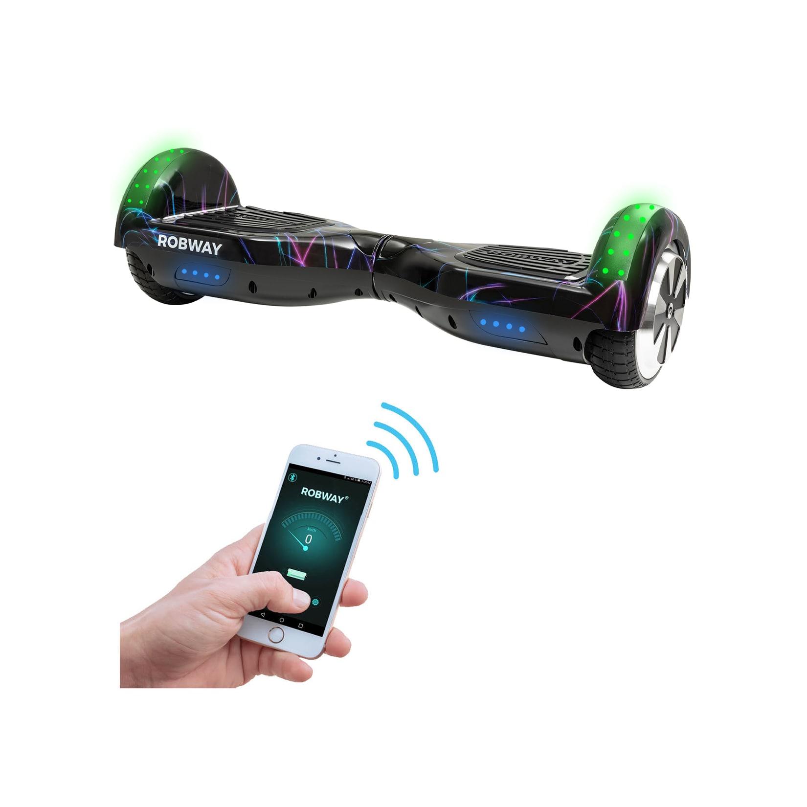 ROBWAY W1 Hoverboard für Erwachsene und Kinder, 6,5 Zoll, Self-Balance, Bluetooth, App, 700 Watt, LEDs (Laserlight 2.0)