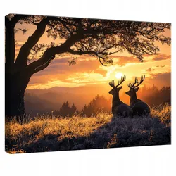 WANDBILD Hirsch Wald Natur Modern 100x70