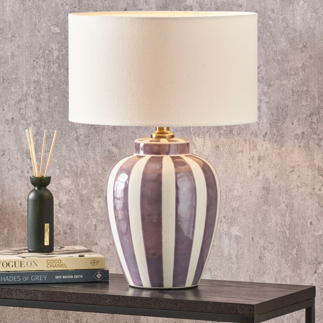 Mercury Priscilla Ceramic Table Lamp Purple 33cm H X 19cm W X 19cm D
