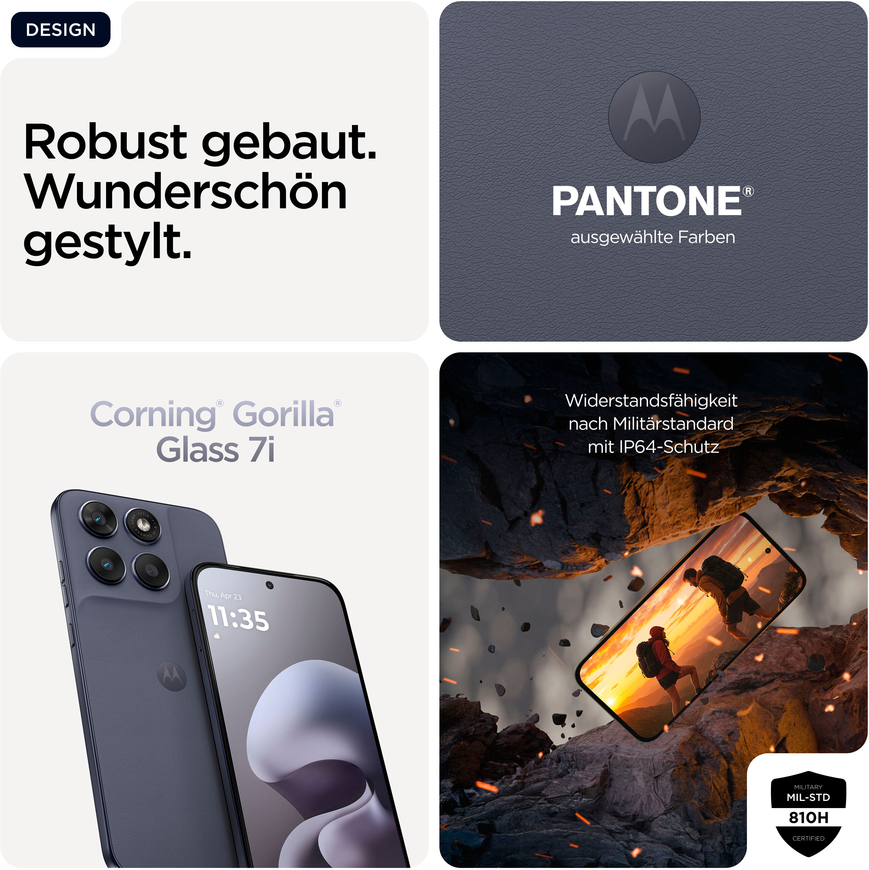 Motorola Smartphone "moto g67", Energieeffizienz: A, grau (pantone arctic seal), 256 GB, Mobiltelefone, Smartphone pantone® arctic seal 256 GB