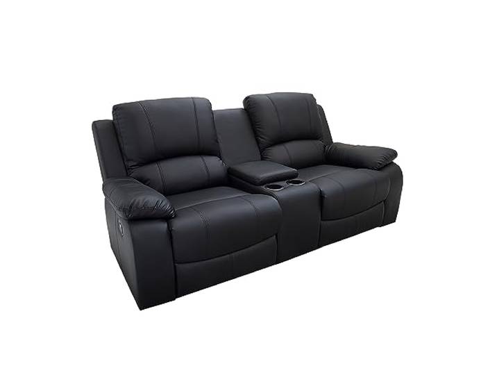 invicta INTERIOR Exklusiver 2er Kino Sessel Hollywood 190cm schwarz Fernsehsessel mit Getränkehalter Zweisitzer Fernsehsessel mit Liegefunktion