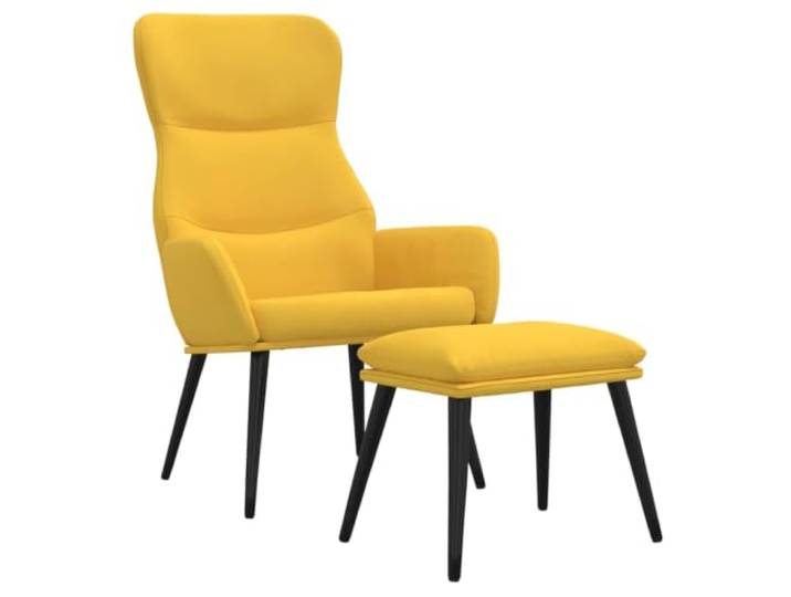 Fußsessel Senf Stoff gepolstert mit Metallrahmen Material: Stoff, Farbe: Senf, Rahmen: Metall, mit Armlehnen und Fußablage