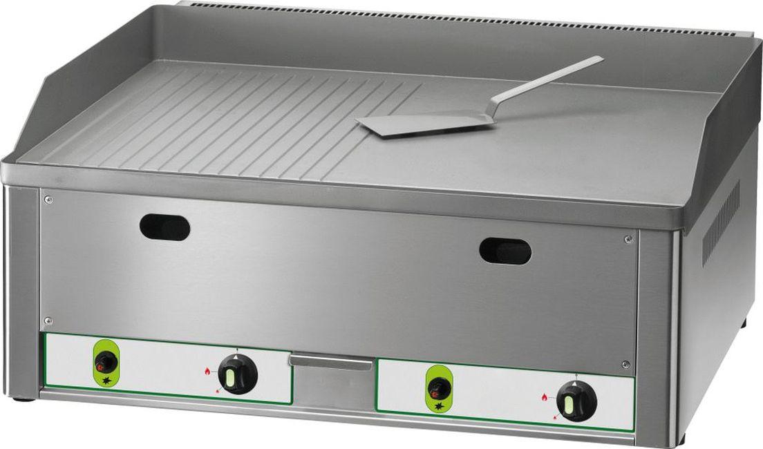 KBS Gasgrillplatte 8 Kw 2 Heizzonen 1/2 Glatt + 1/2 Gerillt Piezozündung