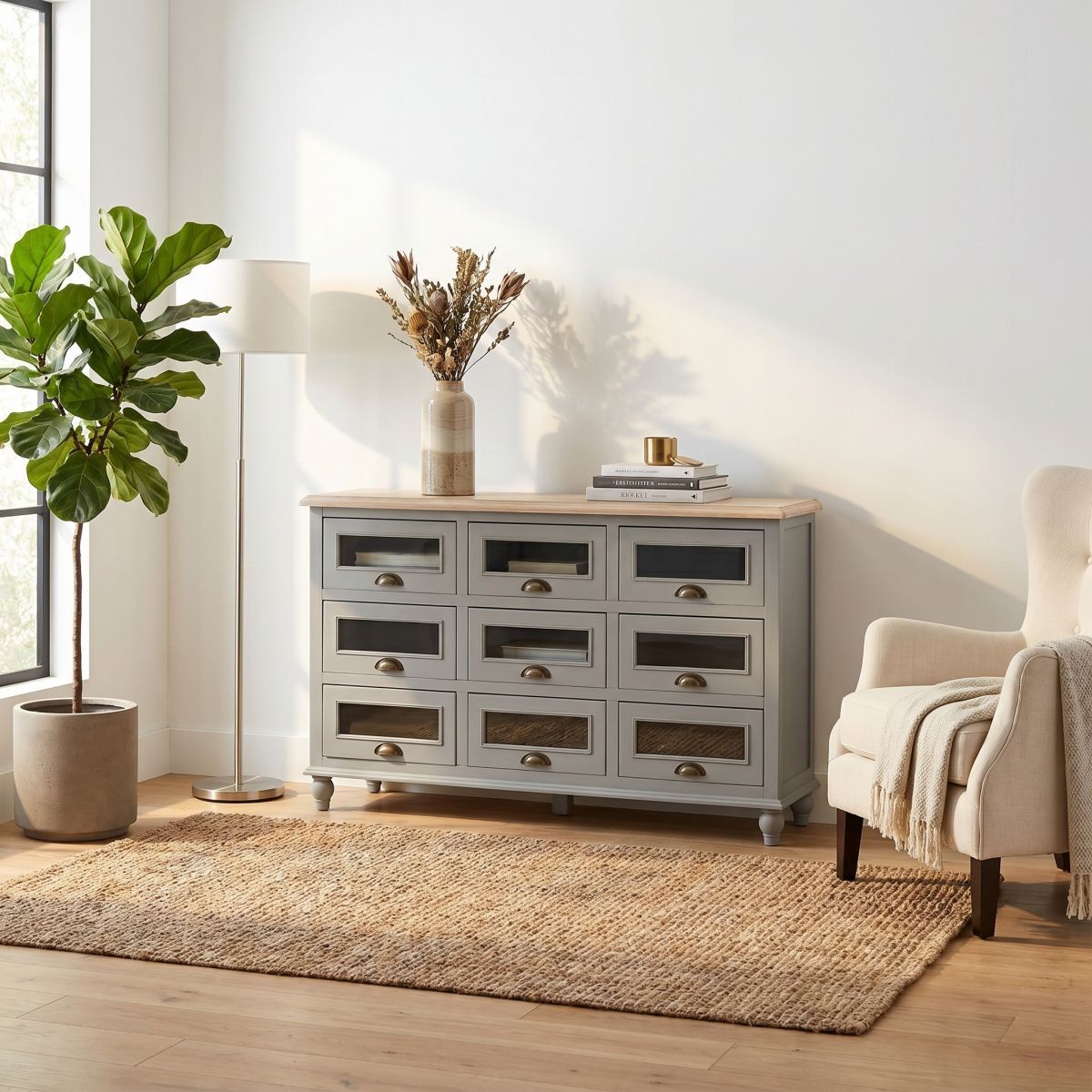 Sideboard AMBIENTE HAUS "Residenz Sideboard / Schubladen", grau, B:123cm H:80cm T:38cm, MDF, Sideboards, Sideboard grau B/H/T: 123cm x 80cm x 38cm