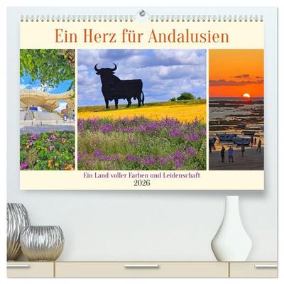 Ein Herz für Andalusien (hochwertiger Premium Wandkalender 2026 DIN A2 quer), Kunstdruck in Hochglanz