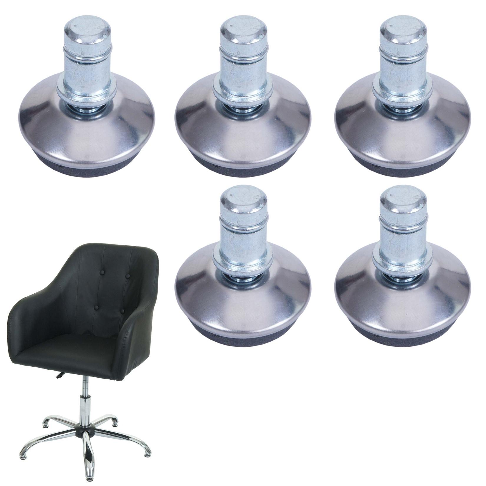 5er-Set Bodengleiter MCW-K74 statt Rollen - fester Stand für Bürostuhl/Esszimmerstuhl, Fußgleiter, Ø 11mm ~ silber