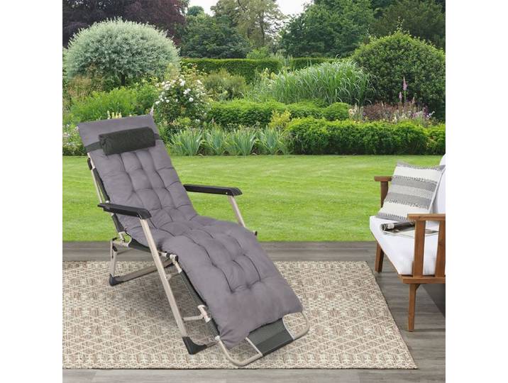CHAISE DE SIESTE PLIANTE PORTABLE - HOMEWELL - PEUT ÊTRE INCLINÉE OU ASSISE - 178 × 65 × 38 CM - GRIS