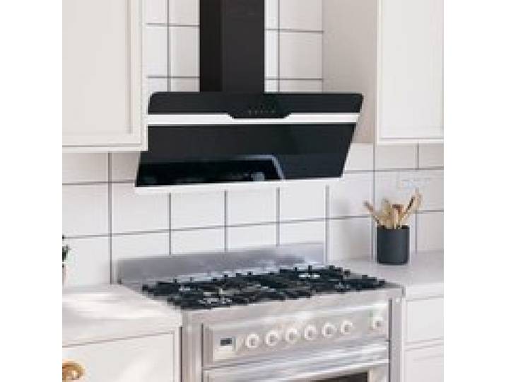 CLOUD Hotte aspirante Cuisine - Hotte murale 90 cm Acier et verre trempé - Noir CHYNEW97433781