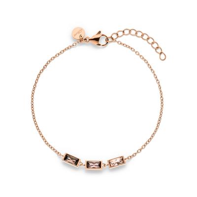 Armband S.OLIVER "Schmuck Geschenk Edelstahl The Color Harmony", roségoldfarben, bunt, bunt, Armbänder, Damen, 21cm, Edelstahl, Armband, mit Zirkonia (synth.)