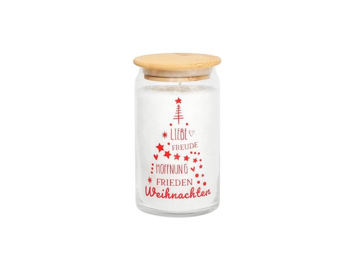 Duftkerze CANDLE FACTORY Kerze im Glas Weihnachten 12 x 7 cm , weiß, H:12cm Ø:7cm, Kerzen, Duftkerze