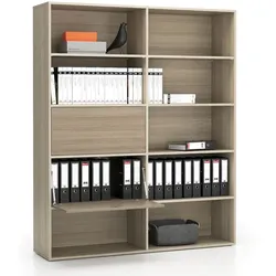 LAYERS breites Büroregal, 2 Boxen, 1582 x 400 x 1905, Eiche natur / Eiche gebeizt
