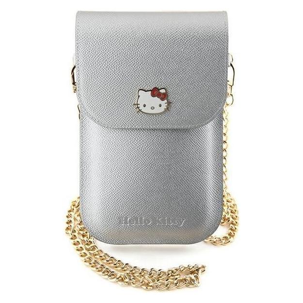 Hello Kitty Torebka HKOWBPGHDLMS srebrny/silver Leather Metal Logo Chain (Apple iPhone 16) (1696244904)