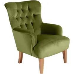 SESSEL Kaiya Bezug Samtvelours Buche natur / oliv