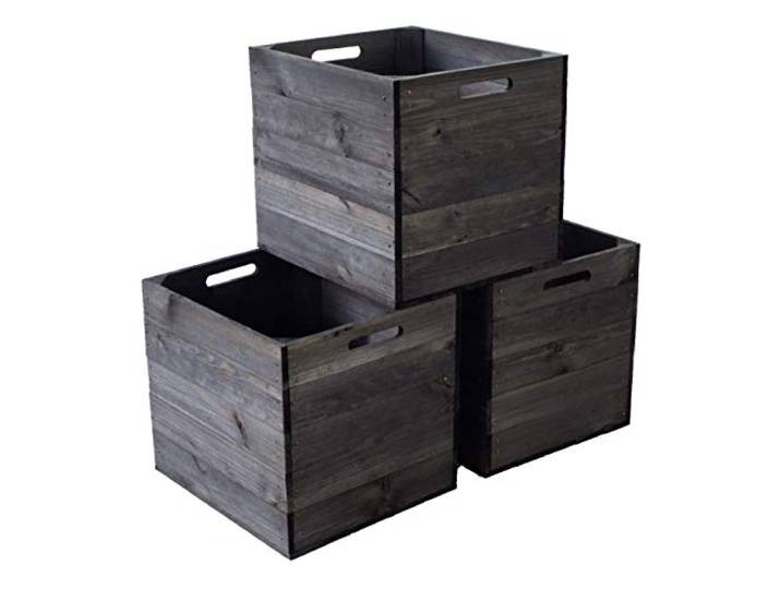 Lot de 3 caisses en bois noir compatibles avec toutes les étagères Ikea Kallax et Expedit 32 x 37 x 32 cm