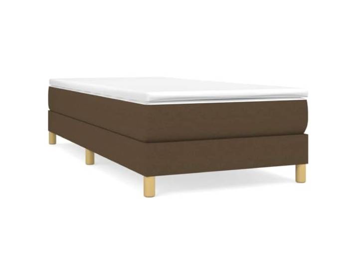 PUGYNBK Boxspringbett, 90 x 200 cm, Dunkelbraun, mit Matratze Gefederte Federn, mittlere Festigkeit, atmungsaktiver Stoff, Holzbasis, inklusive Anleitung