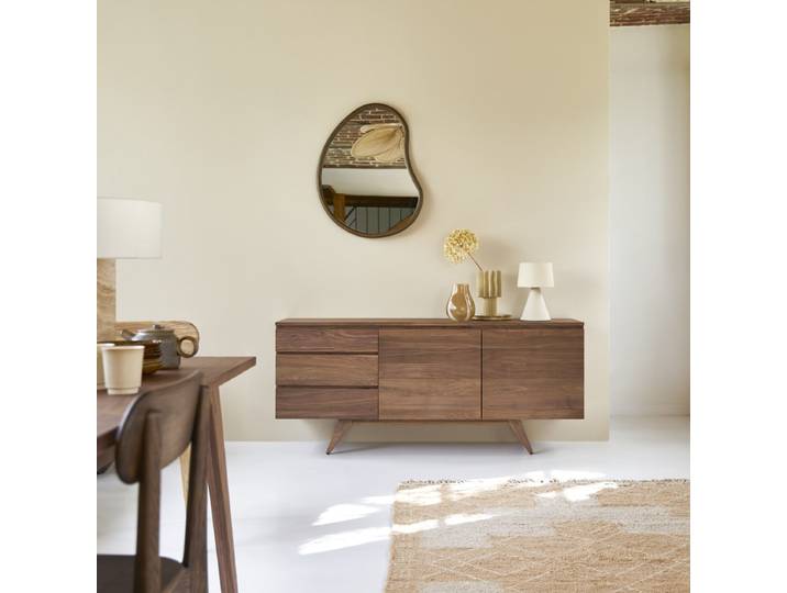 Buffet aus massivem Nussbaum 180 cm Esmée - Braun - Walnut