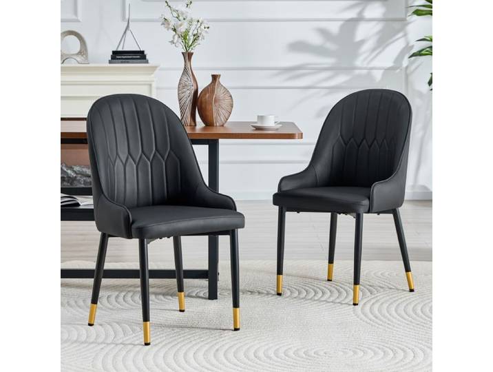 Chaise - FUNMOON - Funmoon - Lot de 2 - Similicuir hydrofuge - Dossier motif éclair