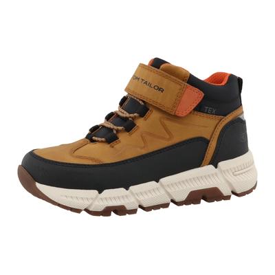 Klettboot TOM TAILOR, Mädchen, Gr. 31, Textil, braun (camel, schwarz), Lederimitat, Textil, Schuhe, Boots, Slip On-Sneaker mit reflektierenden Details