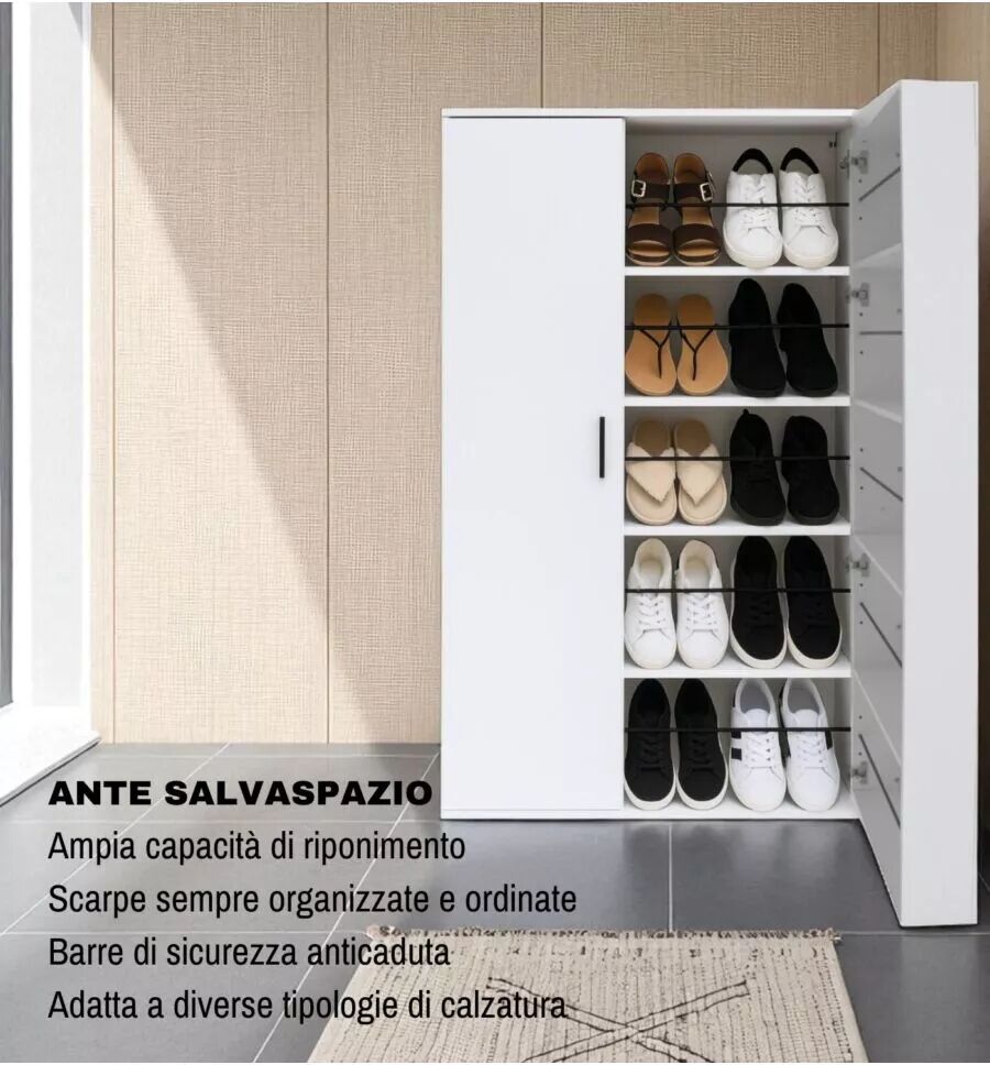 BellaHome SCARPIERA DUE ANTE MDF 80X33,4X180H CM 5 RIPIANI