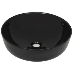 Helloshop26 - Rundes Waschbecken 41,5 cm Durchmesser Badezimmer-/WC-Waschbecken schwarze Keramik 02_0002536