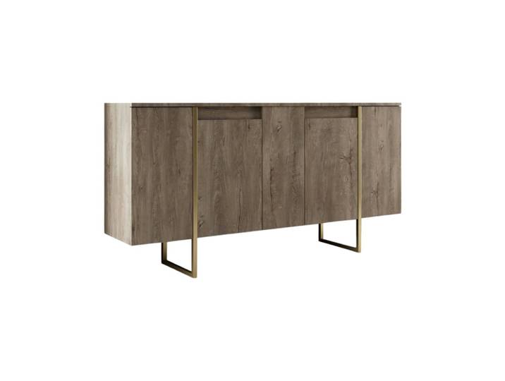 Buffet effet bois noyer, or 160x35h80 cm