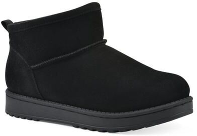 Women's Inspo Faux Fur Leather Bootie by White Mountain in Black Suede (Size 6 M)