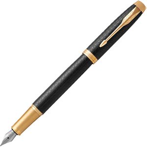 Parker Füller IM Premium Black/Gold G.C., Feder F, Aluminium eloxiert, schwarz, goldfarbige Zierteile