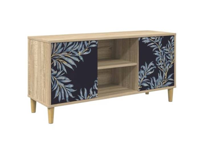 hliofuir TV-Schrank Lowboard aus Holzwerkstoff 102x33x50 cm Sonoma Erhöhte Füße und dezentes Muster bieten stilvolle Ordnung für Mediaplayer und Zubehör im modernen Wohnzimmer.
