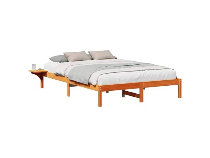 PUGYNBK Bettgestell aus massivem Kiefernholz, 140 x 200 cm Fester Lattenrost mit Lamellen, Rückenlehne beendet, modernes Design, einfache Reinigung