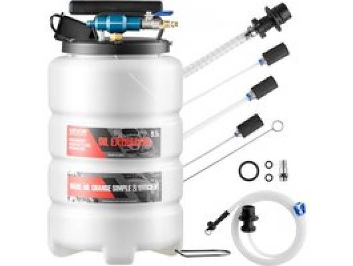VEVOR Ölabsaugpumpe 9,5 L, Pneumatisch/Manuell, Transferpumpe mit Schlauch & drei Verlängerungsrohren, Ölwechselpumpe mit PE-Tank, Flüssigkeitsabsauger, Ölpumpe für Autos, Rasenmäher, Boote