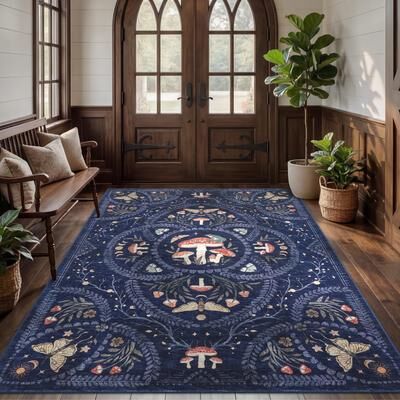 Garvee Mushroom Botanical Area Rugs for Living Room Bedroom
