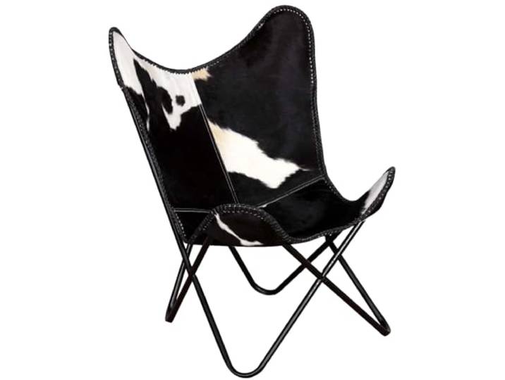 HAQWRDQSG Butterfly-Sessel Echtes Kuhfell Lederstuhl Metallgestell Handgefertigter Relaxsessel aus echtem Rindsleder mit Ergonomie-Design für Wohnzimmer, Schlafzimmer und Loungebereich.